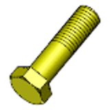 ISO 4014 - Steel 8.8 zinc-plated yellow - Hexagon head bolts with shank, product classes A and B